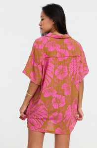 BENOA25-ALOHA SHIRT DRESS-GARDEN