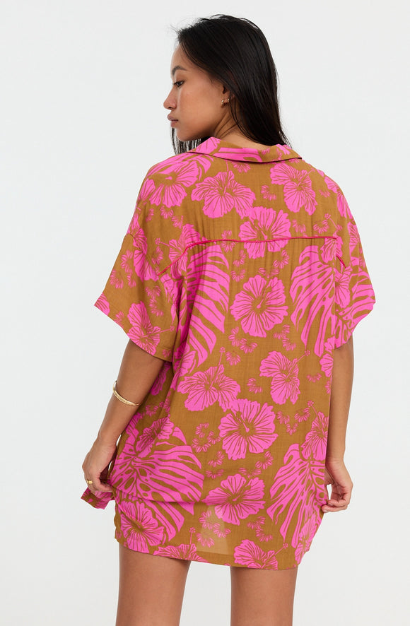 BENOA25-ALOHA SHIRT DRESS-GARDEN