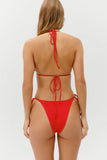 FRANKIES-NICK SMOCKED TRIANGLE BIKINI TOP - CLASSIC RED