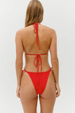FRANKIES-SOLEIL SMOCKED CHEEKY BIKINI BOTTOM - CLASSIC RED