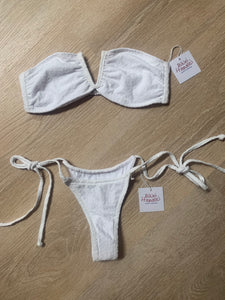 BIKINI HANALEI-TIE SIDE BOTTOM-WHITE PUFF LEOPARD