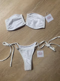 BIKINI HANALEI-TIE SIDE BOTTOM-WHITE PUFF LEOPARD