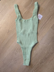 BIKINI HANALEI-LOW BACK ONEPIECE-GREEN CRINKLE