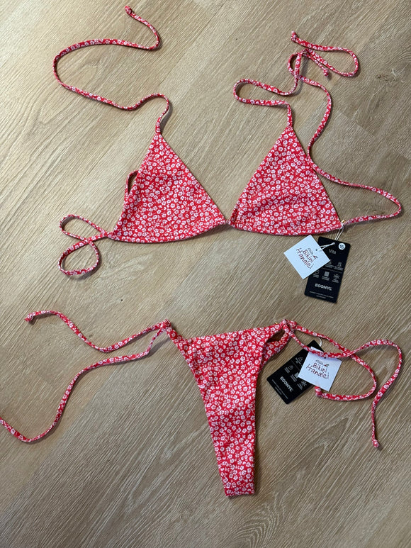 BIKINI HANALEI-TIE SIDE BOTTOM-PUA RED