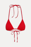 FRANKIES-NICK SMOCKED TRIANGLE BIKINI TOP - CLASSIC RED