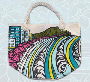 HBC TOTE - WAIKIKI COASTLINE WITH ROPE HANDLE