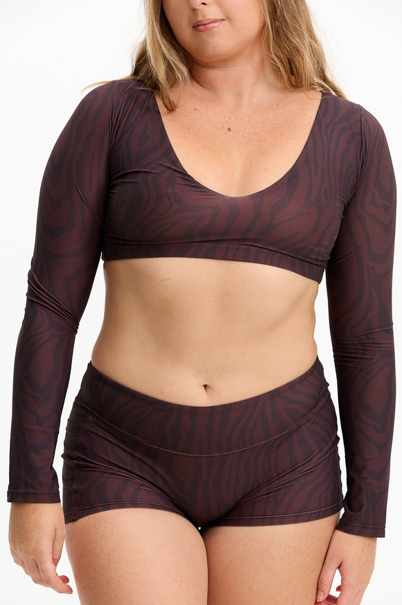 BENOA25-CHOCOLATE ZEBRA-LONGSLEEVE CROP